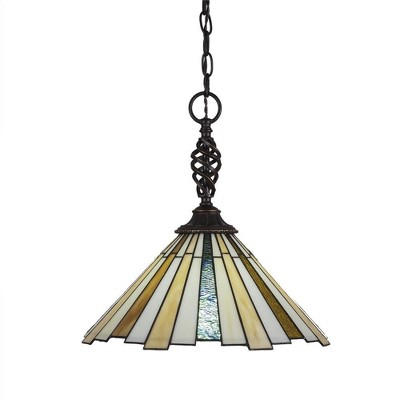 Toltec Lighting Elegante 1 - Light Pendant in  Dark Granite with 16" Sequoia Art Glass Shade