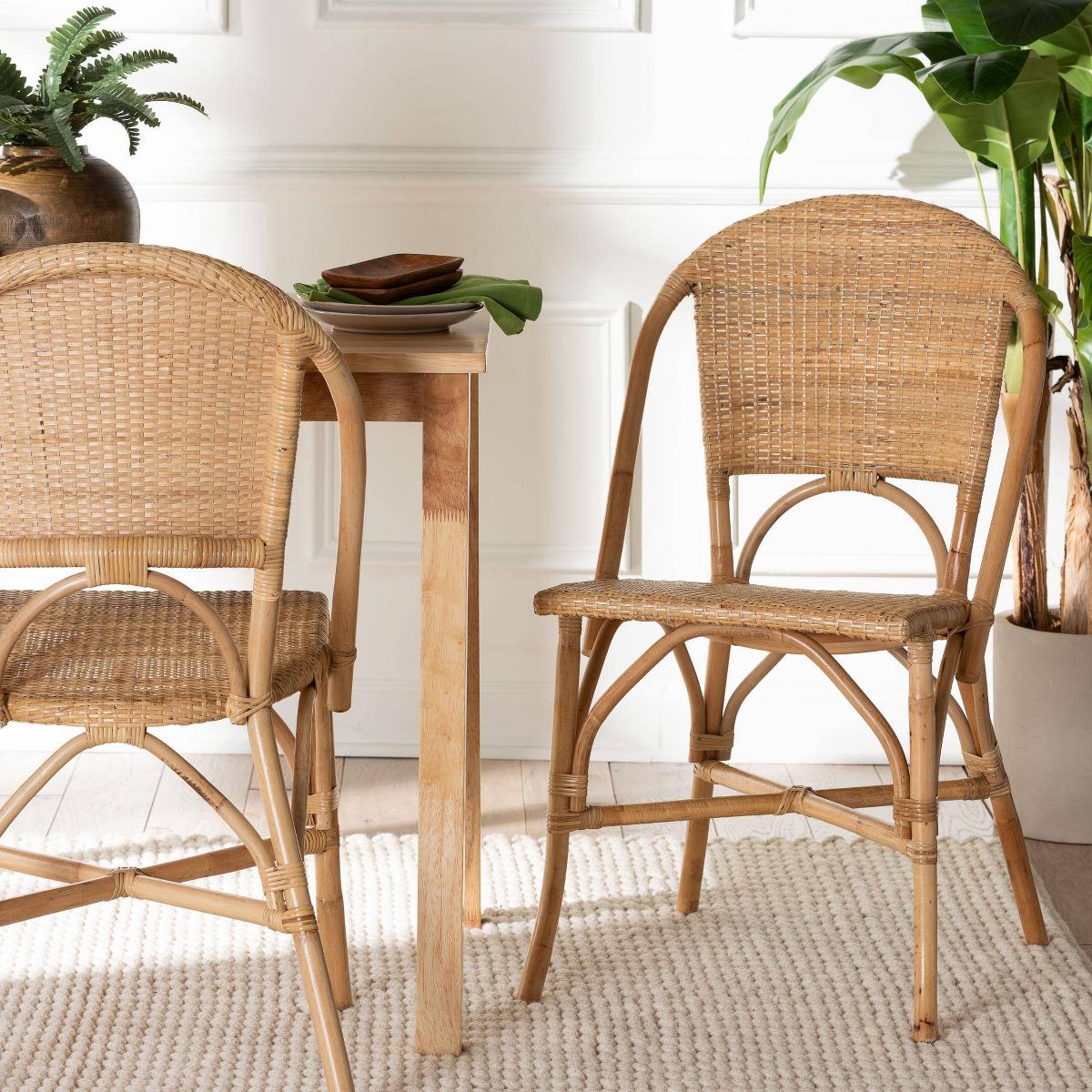 bali & pari Jaylyn Bohemian Natural Rattan Dining Chair Natural - thumbnail 10