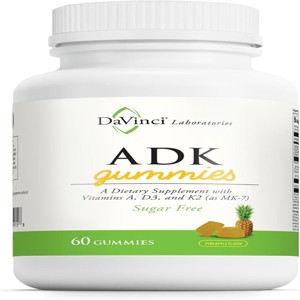 DaVinci Labs ADK Gummies – Sugar-Free, Pineapple Flavored Allulose Gummys – Supports Bone, Heart & Immune Health – Vegetarian, Gluten-Free, 60 Count - 1 of 4