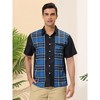 Lars Amadeus Men's Summer Plaid Patchwork Short Sleeves Button Color Block Shirt - 2 of 4
