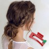 Unique Bargains Christmas Hair Clips Square Fishbone Pine 3.35"x1.77"x1.57" Red Green 5 Pcs - 3 of 4