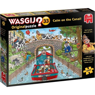 Jumbo Toys Wasgij 1,000 Piece Jigsaw Puzzle: Retro Original 33 - Calm on the Canal - 27" x 19"