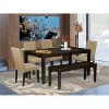 Contemporary 6Pc Dining Set - 48/60" Table, 4 Parsons Chairs & Bench - Linen Fabric, Cappuccino Finish - 2 of 4