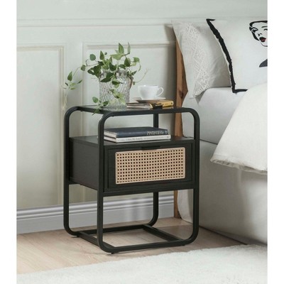 NicBex Modern Industrial Side Table with Metal Frame Contemporary End Table for Urban Decor