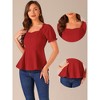 Allegra K Women's Sweetheart Neck Puff Ruffle Sleeve Elegant Peplum Top - 2 of 4
