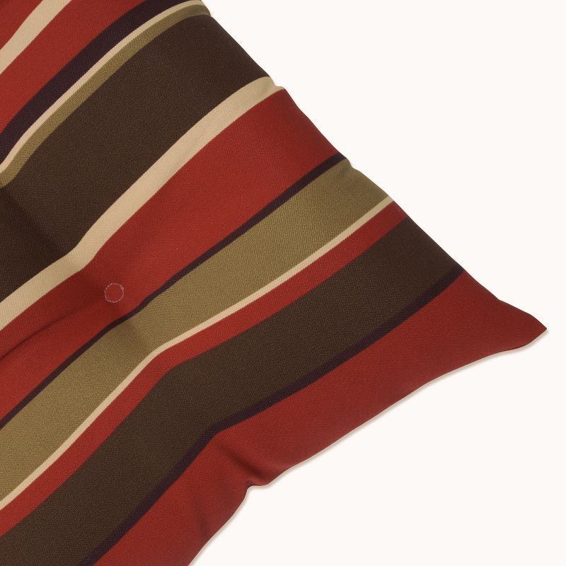 2 Piece Outdoor Tufted Chair Cushion - Brown/Red Stripe - Pillow Perfect, 3 of 7