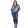 Women's Plus Size Floral Bomber Jacket - White Mark - 2 of 3