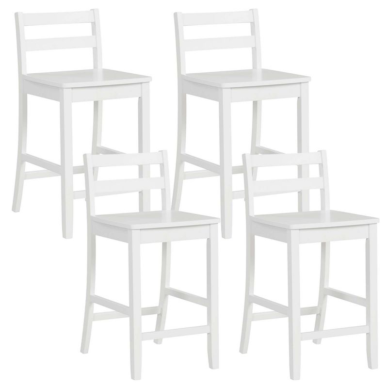 Costway 24-Inch Wooden Bar Stools Set of 4 with Ergonomic Backrest Counter Height Stools Black/White, 1 of 8