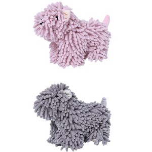 REGALWOVEN 2 Packs Cute Cartoon Dog Shape Soft Absorbent Chenille Hand Towel with Hanging Loop 8" x 10" - 1 of 4