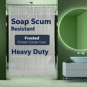 Epica Heavy-Duty Clear Vinyl Shower Curtain Liner 72"x72" Frosted, Waterproof, Mildew-Resistant - 1 of 4