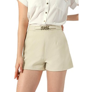 Allegra K Women's Elegant High Waist Zipper with Pockets Straight Leg Summer Shorts - 1 of 4