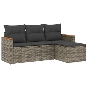 vidaXL 4 Piece Patio Sofa Set with Cushions - Gray Without Table - 1 of 4