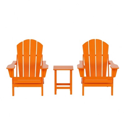 WestinTrends Malibu HDPE Outdoor Patio Folding Poly Adirondack Conversation Set (3-Piece)