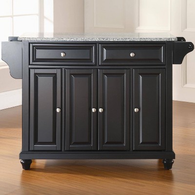 Cambridge Black Kitchen Island with Granite Top and Storage