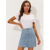 Allegra K Women's Elastic Back Short Button Down Denim Skirts with Pockets - 2 of 4