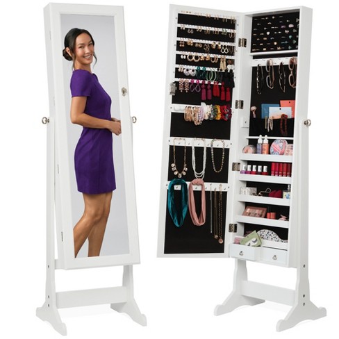 Best Choice Products Jewelry Armoire Cabinet, Full Length Mirror W/ Velvet  Storage Interior, Lock - White : Target