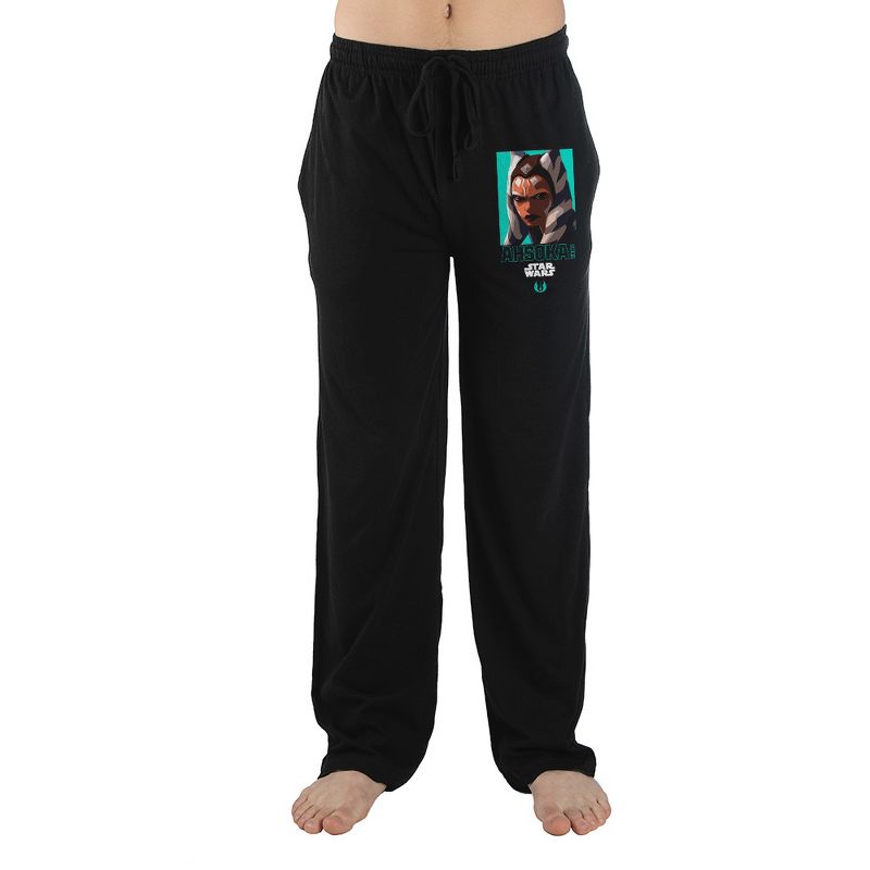 Mens Star Wars Movie Ahsoka Character Black Sleep Pajama Pants, 1 of 3
