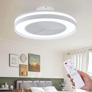 HUMHOLD Smart Low Profle Ceiling Fans with 3-Dimmable Light Remote/APP Control, 20" Bladeless Ceiling Fans with 6 Speeds, Timer, Quiet DC Motor - 1 of 4