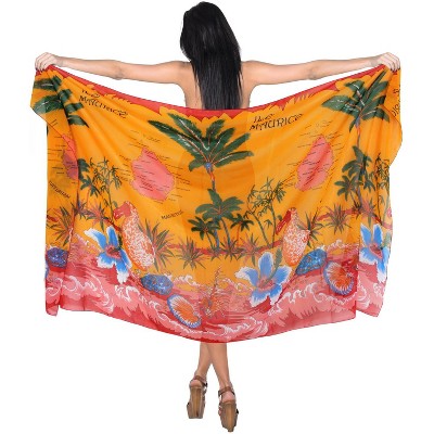 LA Leela Women's Sarong Cover Up - One Size Forest Floral Print, Beach Wrap, Swimsuit Coverup