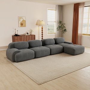 Aukfa Modular Corduroy Sectional Sofa with Ergonomic Support - Pet Friendly, Easy Assembly, Non-Slip Base Design - 1 of 4