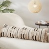 Saro Lifestyle Stylish Fringe Poly Filled Pillow with Intricate Detailing, Beige, 13"x40" - 3 of 3
