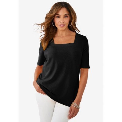 Jessica London Stretch Cotton Square Neck Tee