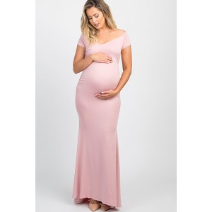 PinkBlush Pink Off Shoulder Wrap Maternity Photoshoot Gown/Dress - 1 of 4