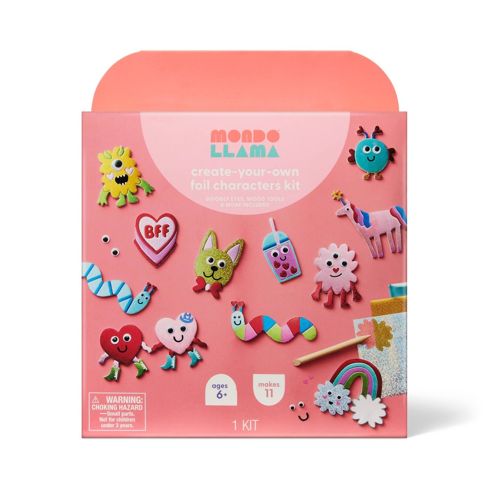 11ct Valentine's Craft Foil Art Characters Activity Kit - Mondo Llama™