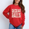 Deck the Halls Block Distressed - Women's Garment Dyed Long Sleeve Graphic T-Shirt - 3 of 4