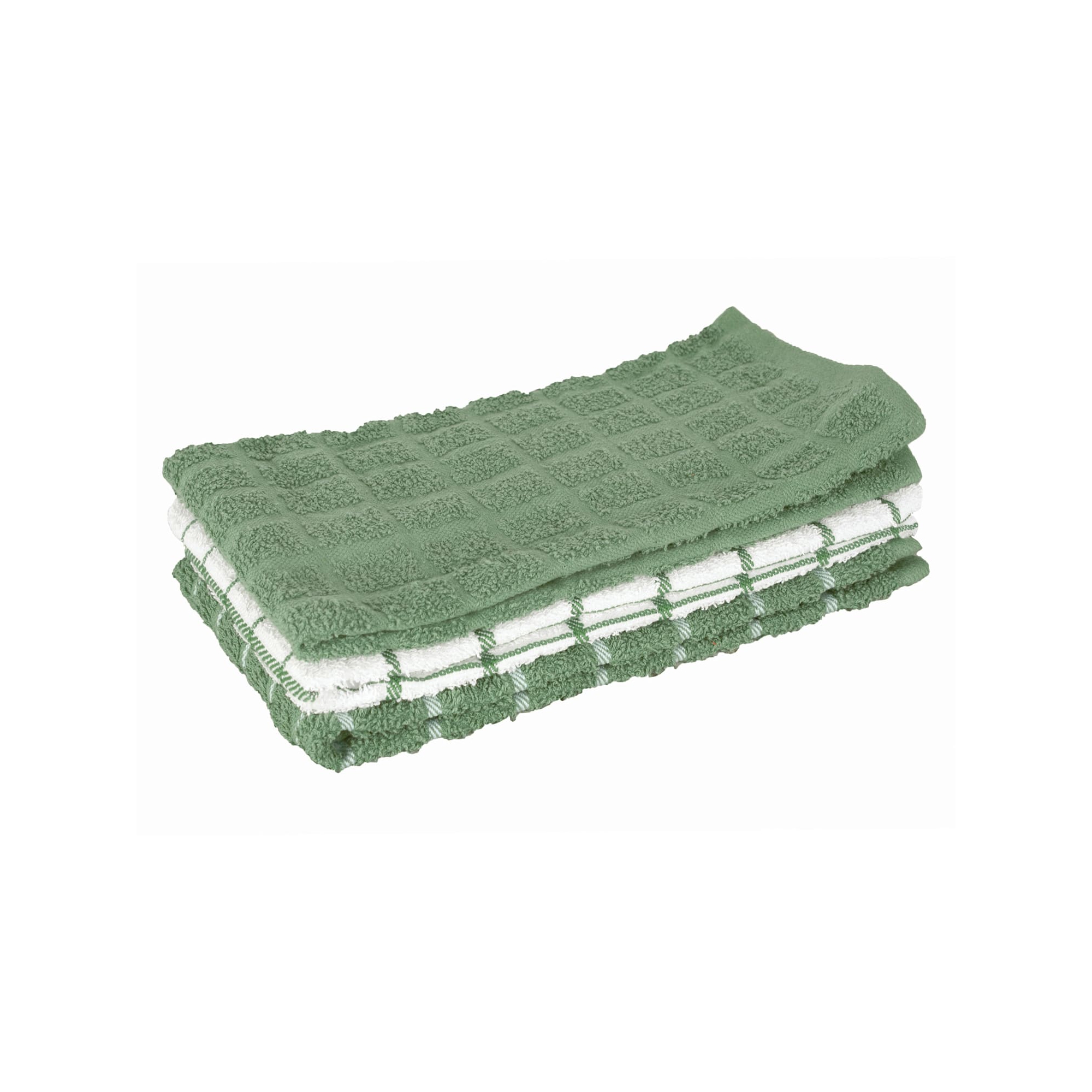 John Ritzenthaler Co. Terry Check Kitchen Towel Set 3-Pack 15" x 25" Juniper
