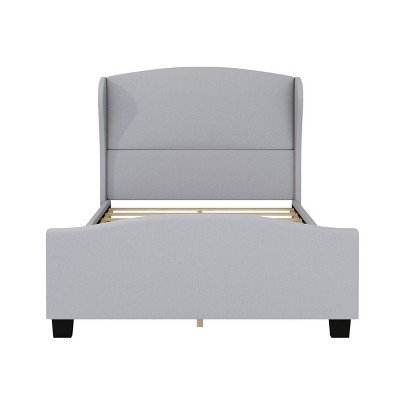 VYNXARIA Gray Full Size 51" High Headboard Wingback Linen Upholstered Bed - No Box Spring Required