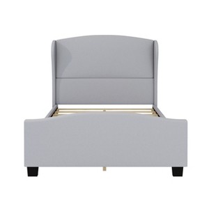 VYNXARIA Gray Full Size 51" High Headboard Wingback Linen Upholstered Bed - No Box Spring Required - 1 of 4