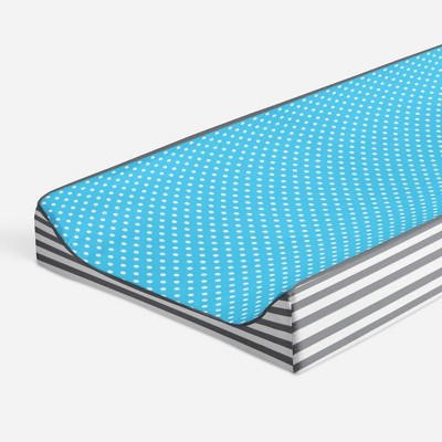 Bacati - Elephants Aqua/Lime/Gray Aqua Pin Dots Changing Pad Cover