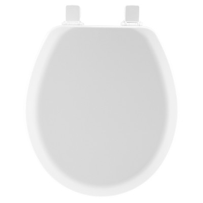 Mayfair Round Molded Wood Toilet Seat in White with Easy Clean & Change Hinge