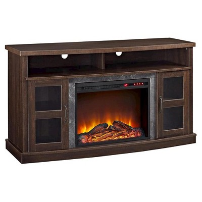 60" Fairmount Fireplace Console with Glass Doors Espresso - Room & Joy