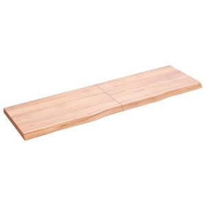 vidaXL Table Top, Light Brown 55.1"x15.7"x(0.8"-1.6") Treated Solid Wood Oak - 1 of 4