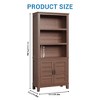 71 Inch Tall Bookcase, 5 Tier Farmhouse Bookshelf with Doors & Adjustable Shelf, Wooden Dispaly Cabinet,for Small Spaces Apartments, Brown - 2 of 4