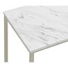 Leona Coffee Table Faux White Marble/Satin Nickel - Coaster - 3 of 4