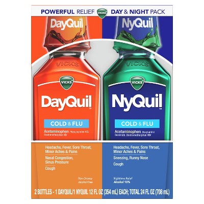 Vicks DayQuil & NyQuil Liquid Combo Pack, 2 x 12 FL OZ Bottles