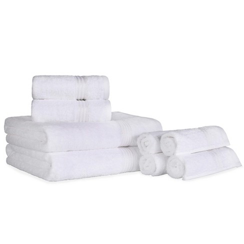Sapphire Resort White Cotton Plush Bath Towel Set - 6 Piece (Spa