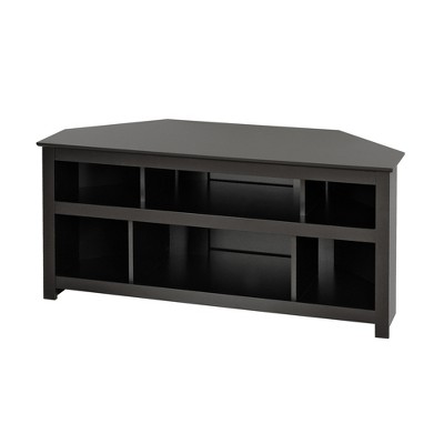 Vasari Corner Flat Panel TV Stand for TVs up to 48" Black - Prepac: Modern Entertainment Center with Cable Management