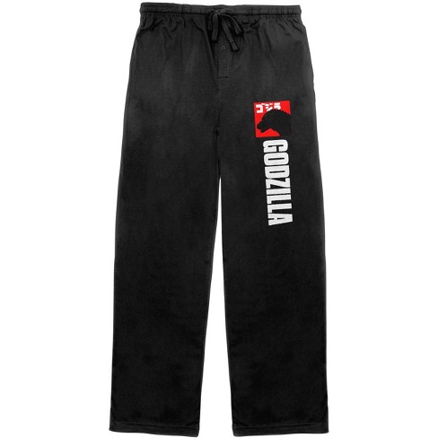 Classic Godzilla Silhouette and Logo Men's Black Graphic Sleep Pajama Pants  - S