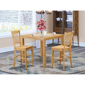 East West Furniture,3 Pc counter height Dining room set- Table and 2 high Dining Chairs. - 1 of 1