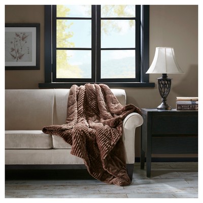 Brown Oversized Plush Down Alternative Throw Blanket
