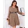 Coolmee Womens Plus Size Fall Long Sleeve Ribbed Knit Dresses Casual V Neck Knee Length Button Down Winter Sweater Dress with Belt - 3 of 4