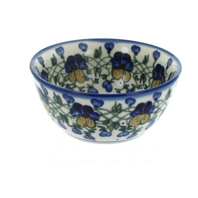 Blue Rose Polish Pottery Pansies Cereal Bowl