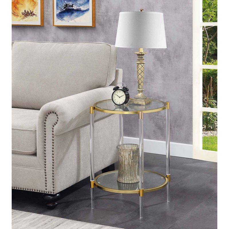 Royal Crest 2 Tier Acrylic Glass End Table Clear/Gold - Breighton Home, 3 of 8