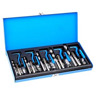 VEVOR Helicoil Thread Repair Kit, 131-Piece SAE HSS Drill Helicoil Repair Kit, 1/4" 5/16" 3/8" 7/16" 1/2"UNC Rethreading Tool Kit ,Black & Blue - 1 of 4