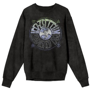Led Zeppelin Record Logo Adult Mineral Wash Black Salt Crew Neck