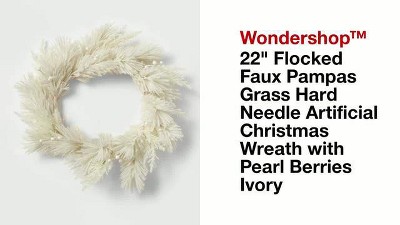 XL 22 In. Natural Ivory Pampas Grass Fall Wreath Front Door 